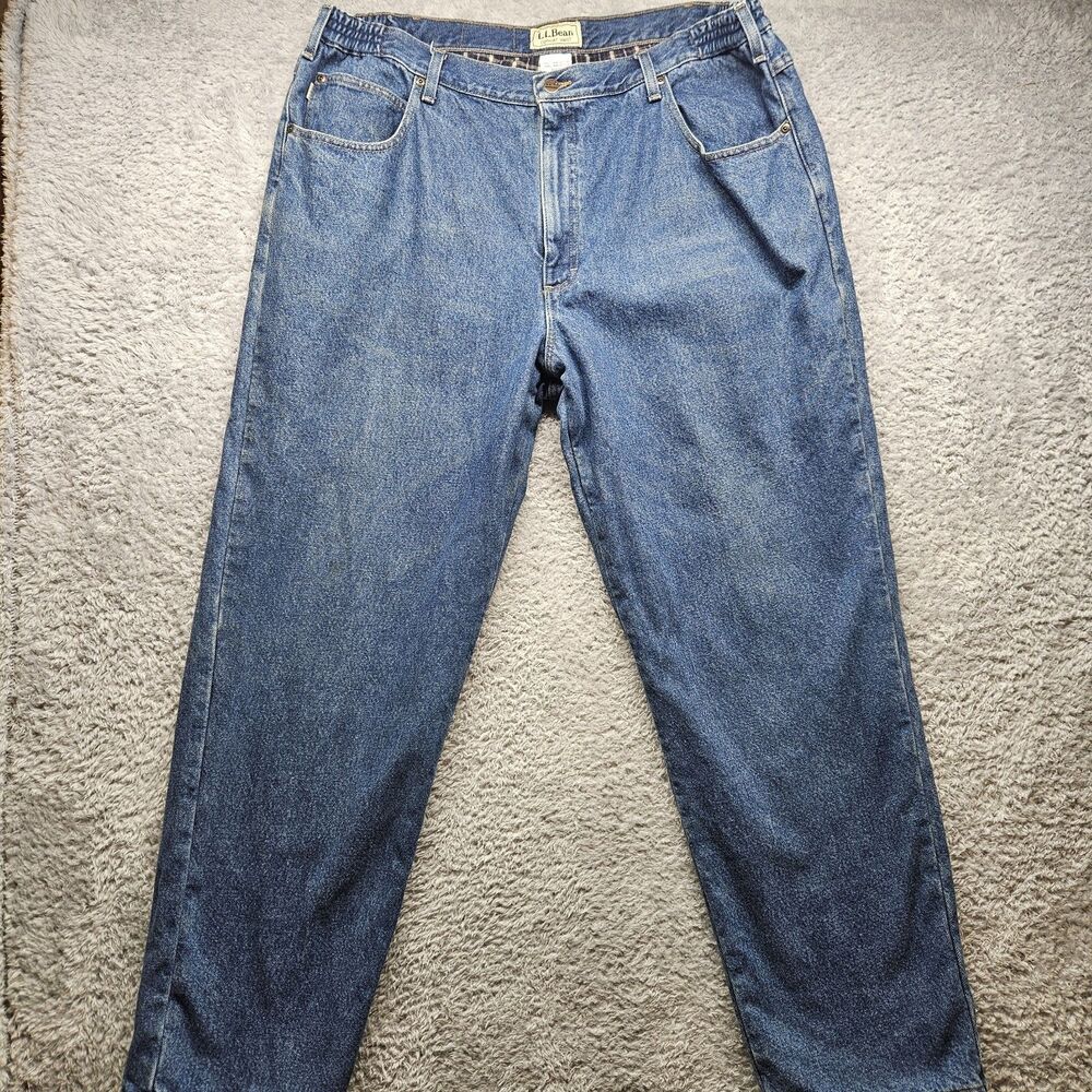 LL Bean Mens Flannel Lined Jean Pants Size 42x32 Comfort Waist Casual Relaxed